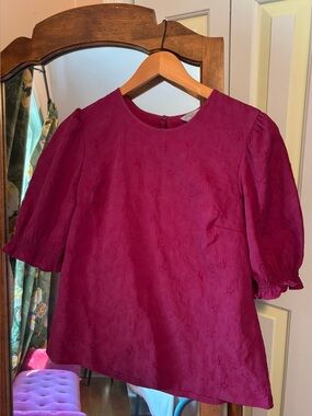 Ted Baker London Magenta Puff-Sleeve Top Size S